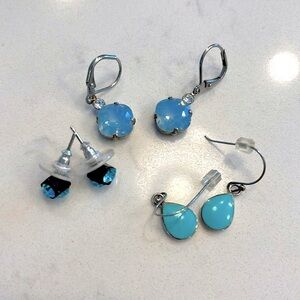 Three Pairs of Blue Earrings
